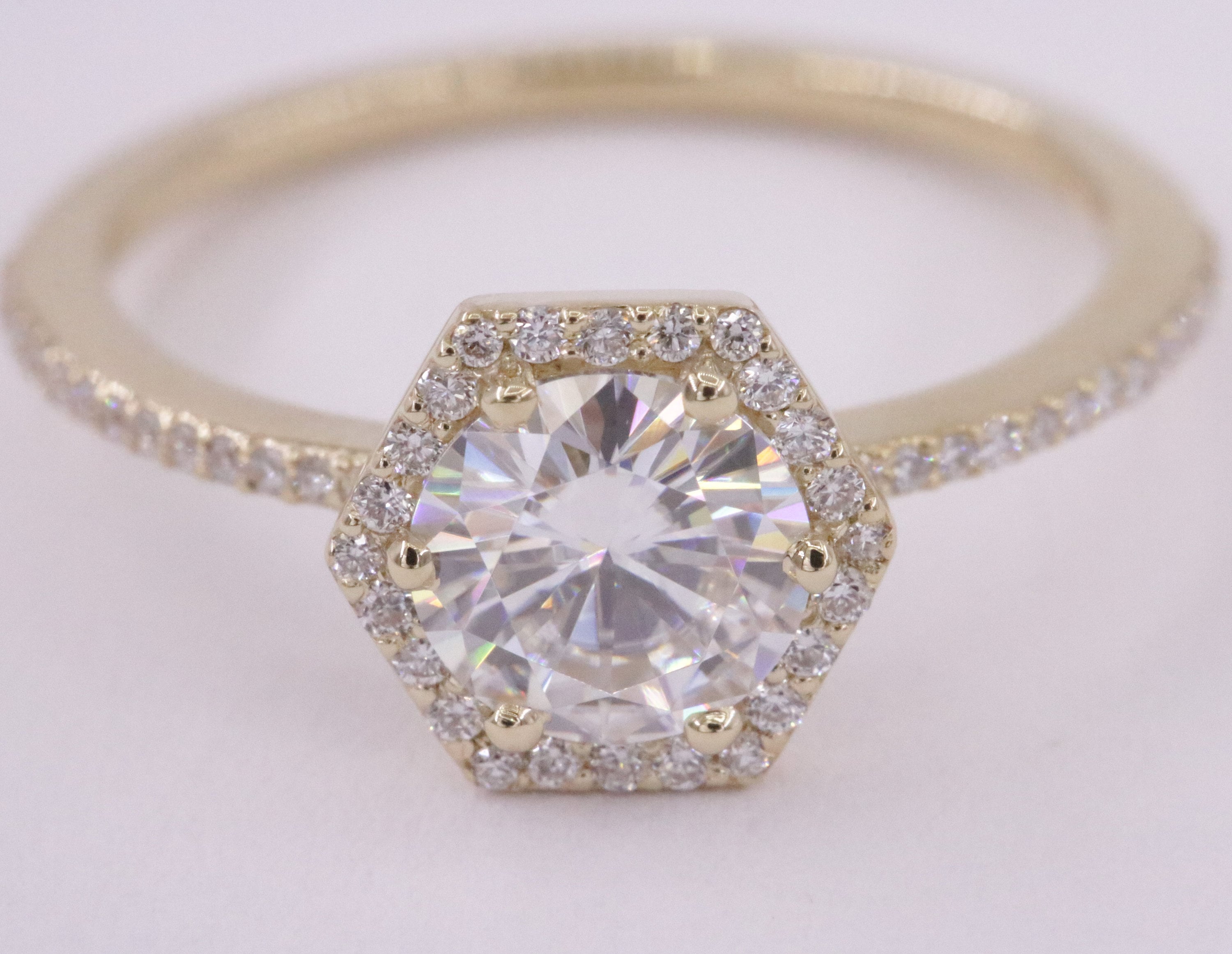 Hexagon Moissanite Engagement Ring by Irina