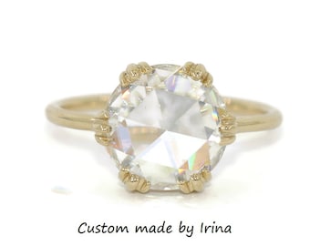 1.5 carat Rose Cut IGI Certified Lab Diamond Vintage Inspired Engagement Ring