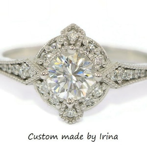 Custom Made Edwardian Style inspiriert Naturdiamant-Verlobungsring