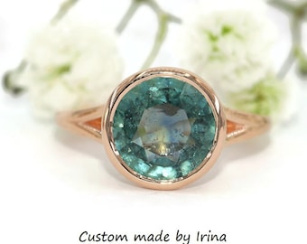 Split Band Custom-made Bezel Ring 14k Solid Gold SETTING ONLY