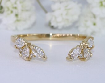 Open Cuff Natural Diamond Cluster Ring Custom Made