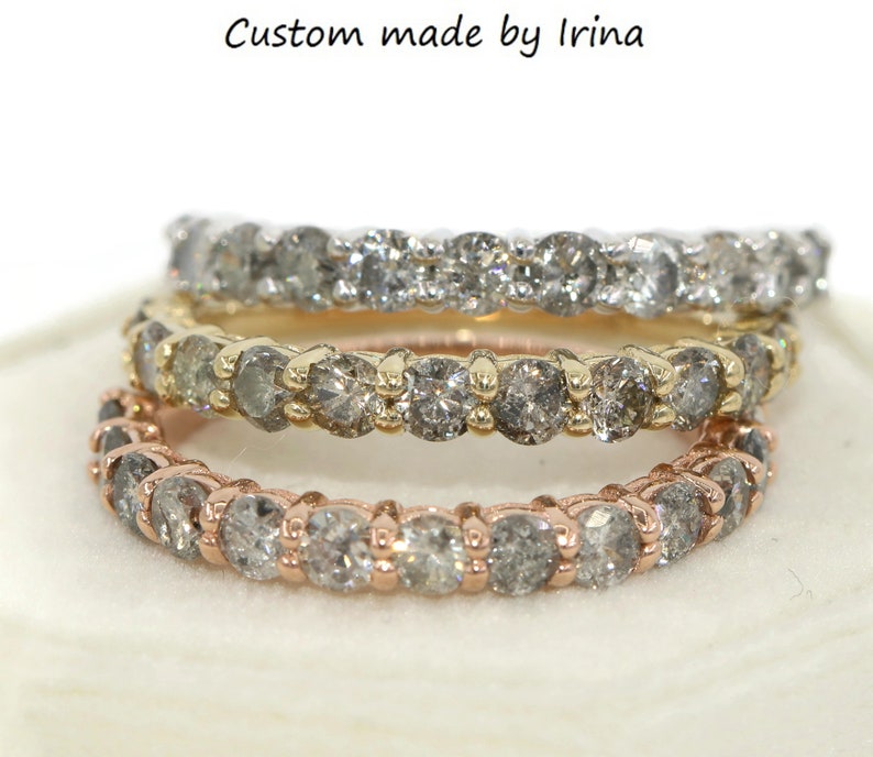 Stackable Grey Salt and Pepper Diamond Half Eternity Ring Etsy