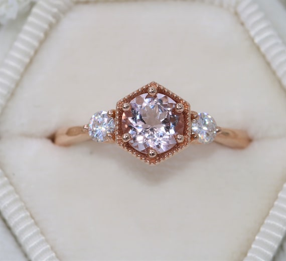 Hexagon morganite ring best sale