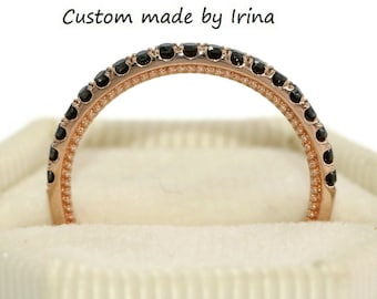 Black Natural Diamonds Half Eternity Pave Band Custom Made