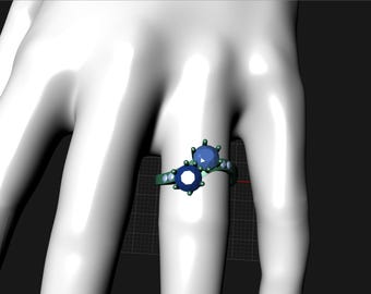 Hand Engraved Moi et Toi Ring with GIA Certified Montana Sapphire. Reserved for Michelle. 4th Payment
