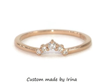 Custom Made Curved Nesting Diamond Wedding Band
