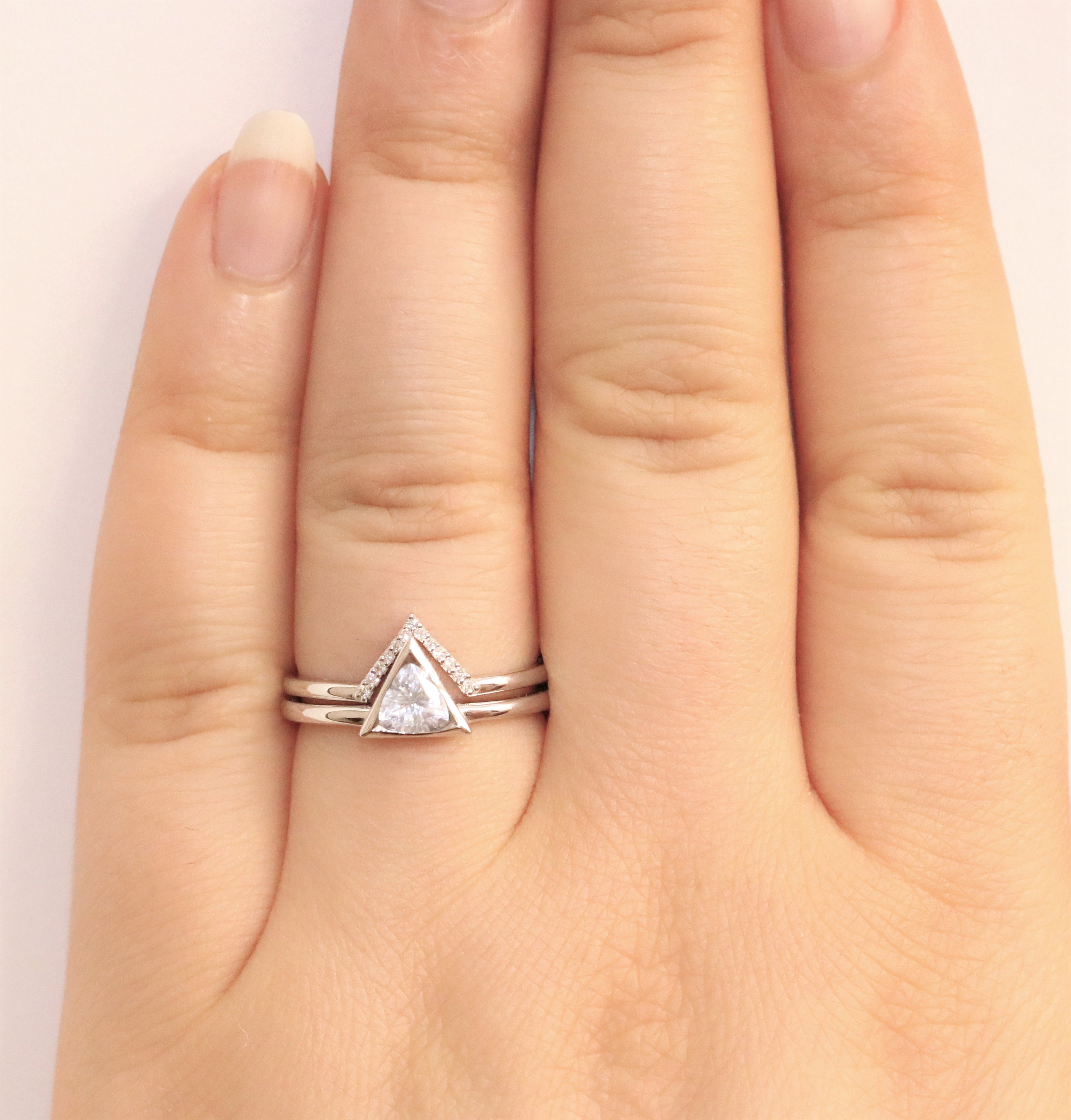 Custom Design 2 Ct Triangle Moissanite Engagement Ring | Forever Moissanite