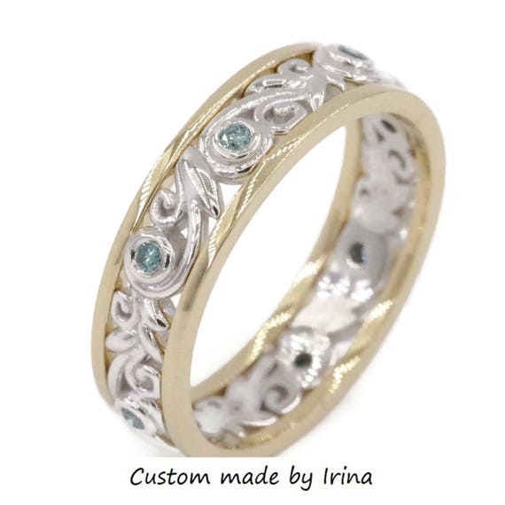 Filigree white hotsell gold wedding band