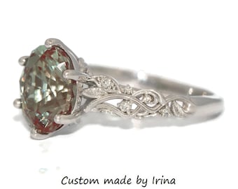 Lace Pattern Scroll Vine Leaf 14k Custom Ring