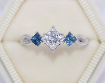 1 carat IGI Certified Lab Diamond Custom Made 3 Stone Princess Engagement Ring