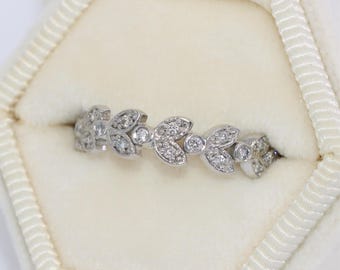Custom Made Natural Diamonds Platinum Leaf Wedding Ring