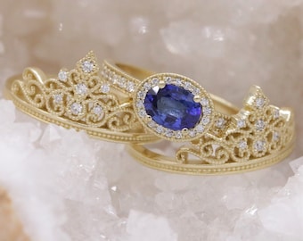 Diadem Sapphire Engagement Rings Set by Irina