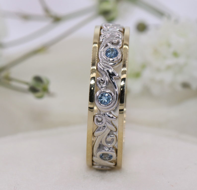 Scroll Vintage Pattern Wedding Ring, Leaf Filigree Wedding Etern Scroll Vintage Pattern Wedding Ring, Leaf Filigree Wedding Etern