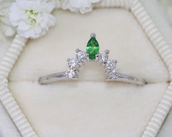 Custom Made Tsavorite Garnet Nesting Wedding Band
