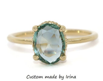 Custom-made Beaded Basket 4 Prongs Solitaire Engagement Ring SETTING ONLY