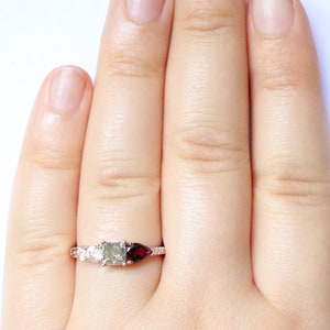 Champagne Diamond Ombre Cluster Ring, One Of A Kind Asymmetric Engagement Ring by Irina