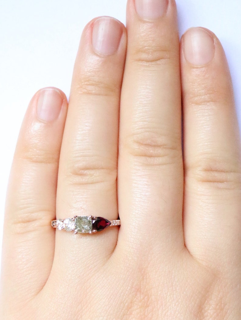 Champagne Diamond Ombre Cluster Ring, One Of A Kind Asymmetric Engagement Ring by Irina