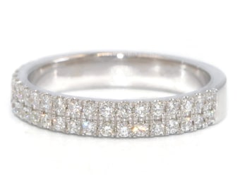 Double Row Natural Diamonds Wedding Ring Custom Made