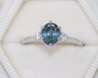 Oval Custom Made 3 Stone Engagement Ring 14k Solid Gold SETTING ONLY