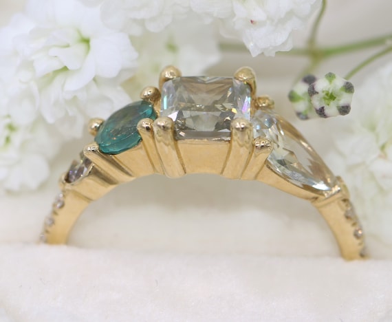 1 Carat Salt Pepper Diamond and Alexandrite Cluster Ombre Etsy UK