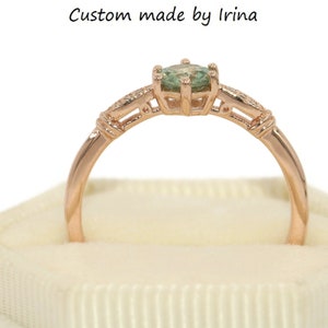 Edwardian Inspired Pastel Green Montana Sapphire Ring Custom Made