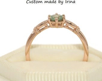 Edwardian Inspired Pastel Green Montana Sapphire Ring Custom Made