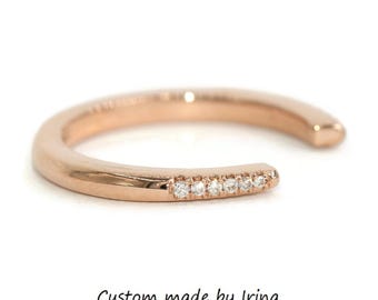 Custom-made Open Cuff Natural Diamond Stackable Ring
