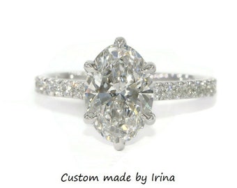 2.09 carat IGI Certified Oval Lab Diamond 6 Eagle Claw Prongs Diamond Engagement Ring
