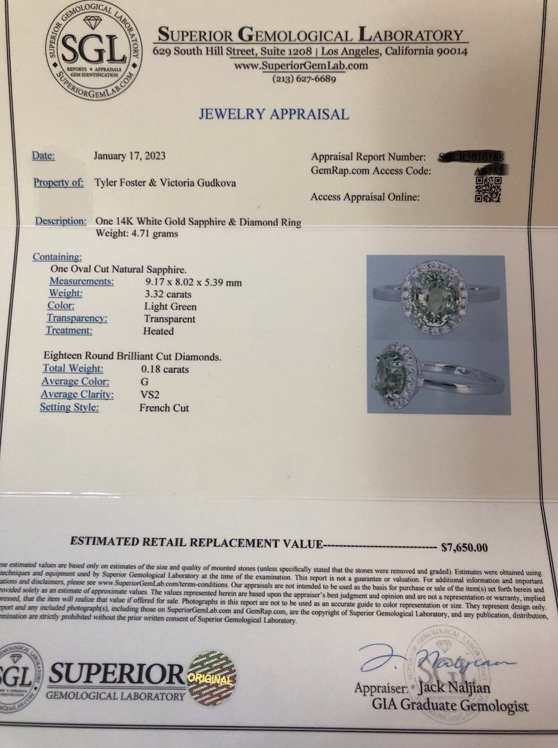 Appraisal Certificate From a GIA Certified Gemologist Etsy