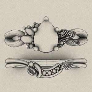 Complex 3D CAD design, Custom Engagement Wedding Ring 3D Design