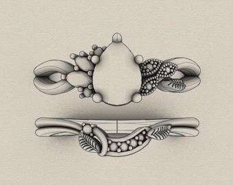 Complex 3D CAD design, Custom Engagement Wedding Ring 3D Design