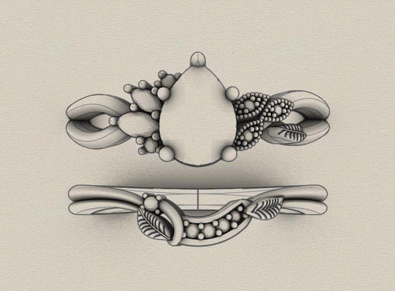 Complex 3D CAD design, Custom Engagement Wedding Ring 3D Design