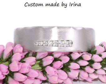 Uneven Edges Satin Finish Organic Unisex Custom Wedding Ring