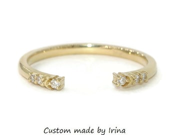 Open Cuff Natural Diamond Wedding Ring Custom-made