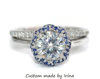 IGI Certified 2.2 carat Lab Diamond Double Rope Halo Rings Set