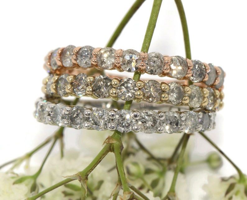 Stackable Grey Salt and Pepper Diamond Half Eternity Ring Etsy