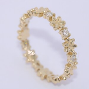 Cherry Blossom Eternity Ring, Flower Diamond Wedding Ring, Boho ...