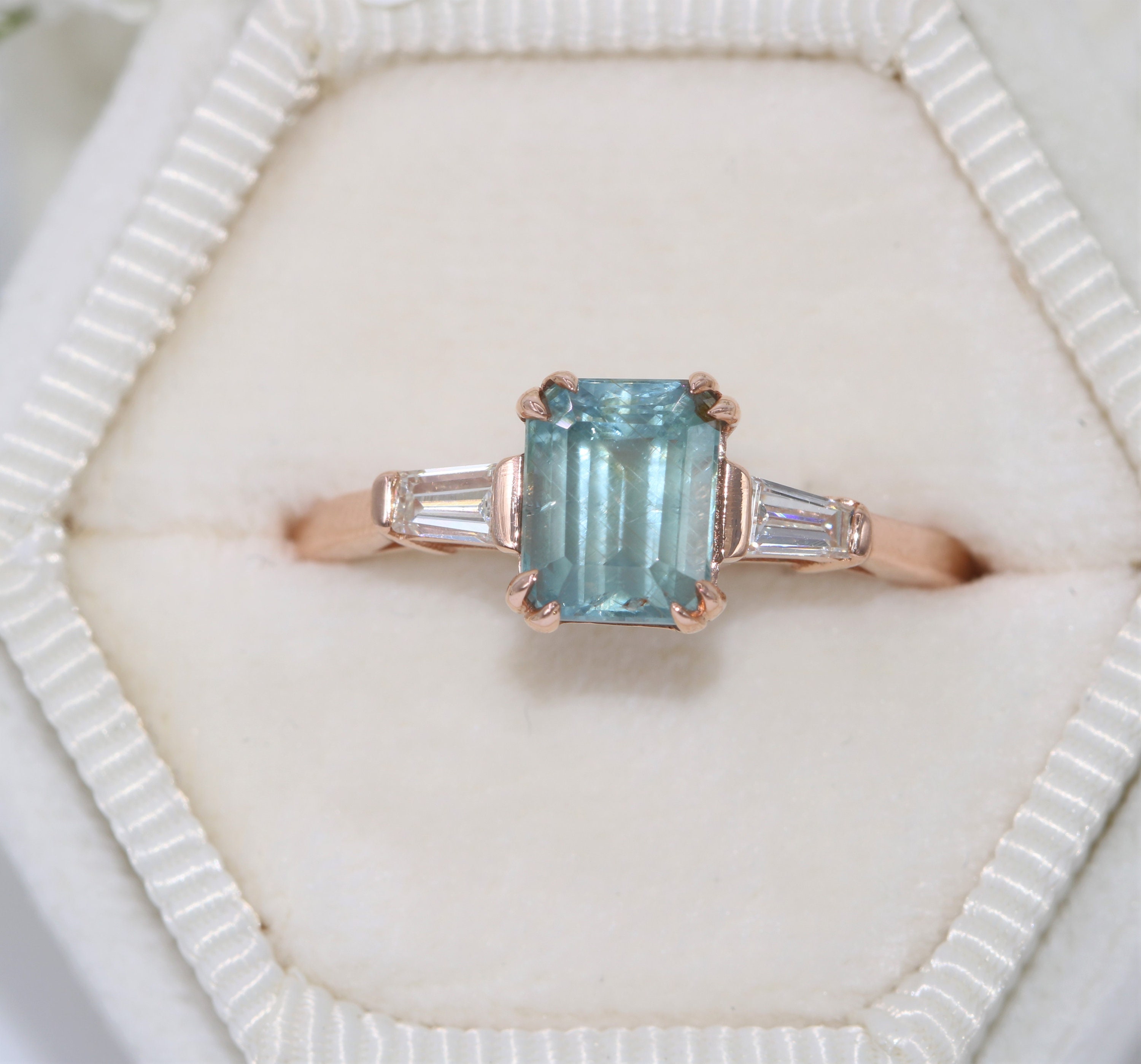 Custom Made Three Stone Ring Setting ONLY with Baguette Diamond Stones