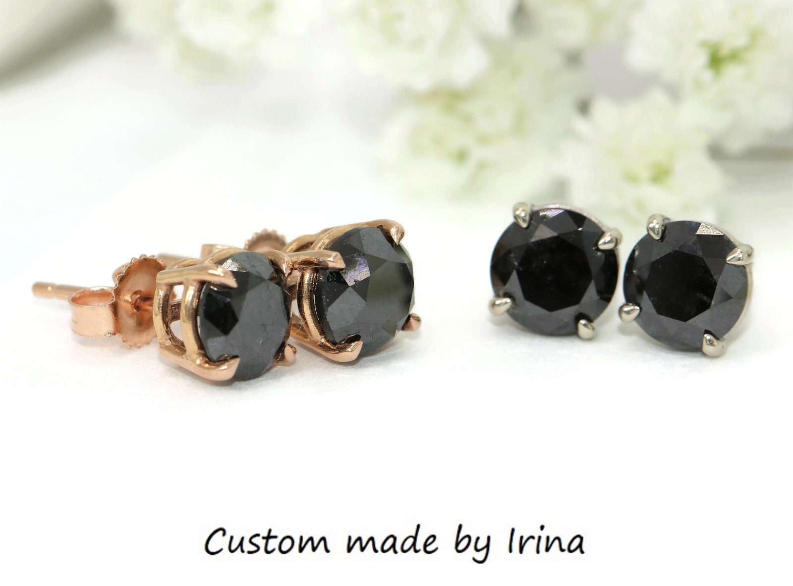 2 carat black sale diamond stud earrings