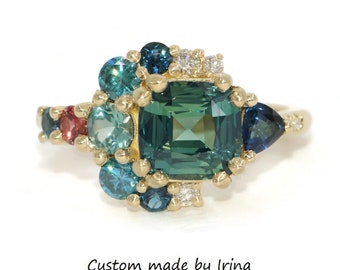 Ombré Cluster Engagement Ring SETTING ONLY
