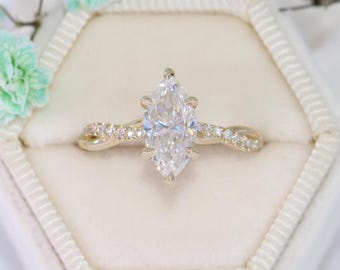 1.5 carat IGI Certified Marquise Lab Diamond Engagement Ring