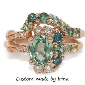Ombre Cluster Oval Engagement 14k Solid Gold Ring SETTING ONLY