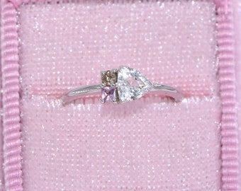 Ombre Trillion White Sapphire + Pink Sapphire + Champagne Diamond Cluster Ring