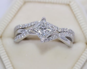 1.5 carat Princess IGI Certified Lab Diamond Bridal Rings Set Custom Made