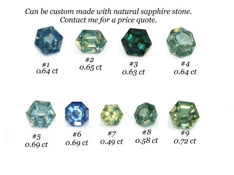 Blue Green Hexagon Shape Natural Sapphire Stones.