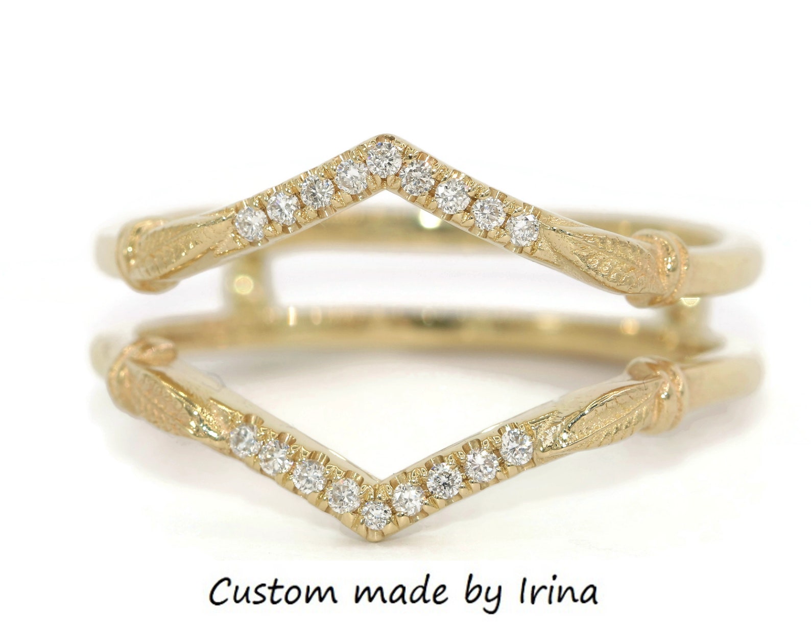 Ring Guard Ring Jacket Custom Made Leaf Wedding Ring Guard Etsy