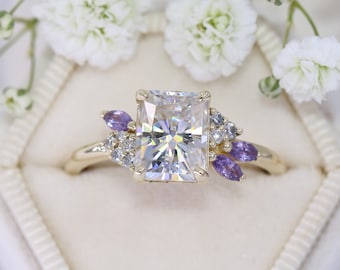 Custom-made 2.7 carat Cluster Ombre Ring 14k Solid Gold