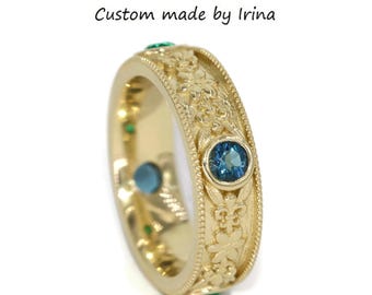 Fleur-de-lis Pattern Unisex Custom Eternity Ring