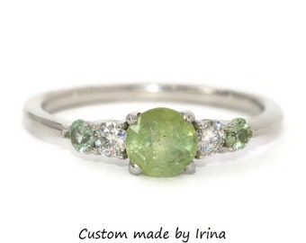 Rustic Mint Opaque Unheated Montana Sapphire 5 Stone Ring