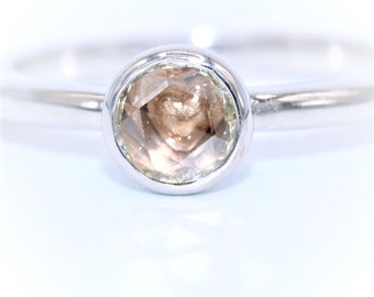 Custom-made Hidden Heart Dainty Romantic Ring with Rose Cut Natural Diamond